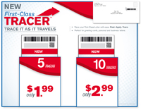 First-Class Tracer 5- and 10-label packages.