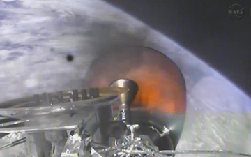 The SpaceX Dragon spacecraft in space following launch from Kennedy Space Center. Image Credit: NASA TV