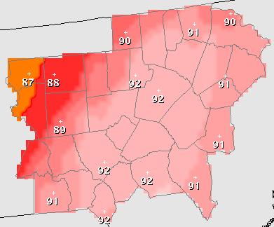 Local heat index forecasts