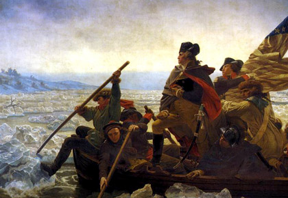 Portion of the painting of George Washington crossing the Delaware River