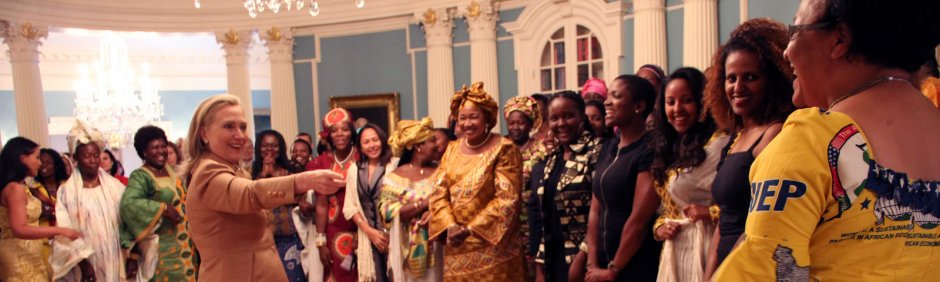 Photo of Hillary Clinton and group of AWEP participants