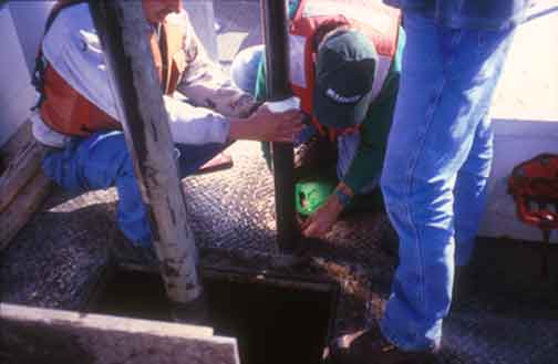 Photograph showing 
sediment coring in progress