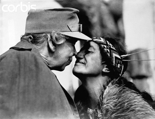 First Lady Eleanor Roosevelt paying a surprise visit to Rotorua, Wellington, and Auckland to support the troops. Click through for image source.