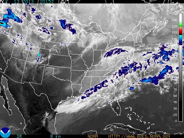 A recent IR image from GOES-12.  Click on the image for a larger view.