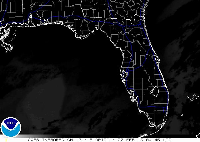 A recent water vapor image from GOES-12, zoomed in over Florida.  Click on the image for a larger view.