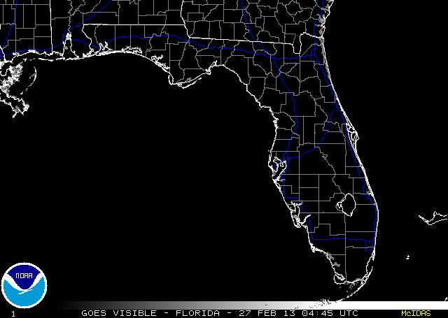 A recent visible image from GOES-12, zoomed in over Florida.  Click on the image for a larger view.