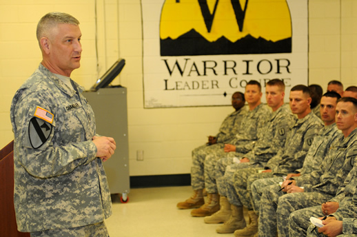 Soldiers seated for speech