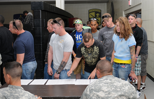 Soldiers signing in for the reintegration training