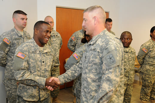 Soldiers shaking hands.