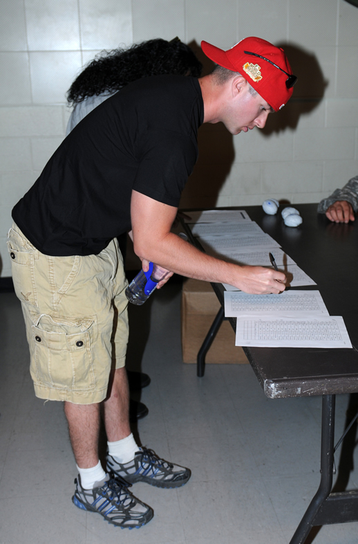 Soldier signing the roster sheet