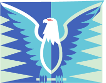 Multi shades of blue Eagle design with wings outspread to form an eagle