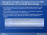 To determine the strength of the evidence resulting from the systematic review, researchers used the methodology of the University of Connecticut/Hartford Hospital Evidence-Based Practice Center for grading, which is based on the GRADE (Grading of Recommendations, Assessment, DEvelopment) system of the Cochrane Collaboration. This system uses four required domains — risk of bias, consistency, directness, and precision — for assessments. All assessments were made by two investigators who resolved disagreements through discussion. The strength of evidence pertaining to each key question was classified into three broad categories or grades:
1. High means that there are consistent results from good quality clinical trials. Further research is very unlikely to change the conclusions.
2. Moderate means that findings are supported, but further research could change the conclusions.
3. Low means that there are very few clinical trials, or existing trials are flawed.
