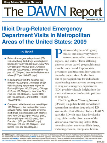 Illicit Drug-Related Emergency Department Visits in Metropolitan Areas of the United States: 2009