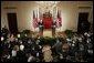 President George W. Bush and British Prime Minister Tony Blair during their press conference in the East Room of the White House on Friday November 12, 2004.  White House photo by Paul Morse