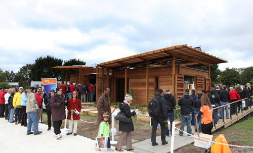 Folks queue up to check out 3rd place winners, New Zealand’s First Light House.