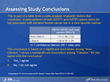 This slide presents part of a table from a meta-analysis of genetic factors that concludes that “polymorphisms of both GSTT1 and GSTP1 genes seem associated with elevated breast cancer risk in a race-specific manner.”The table consists of two columns, a header row and two data rows. Column one is used to label the rows.  Column two is labeled “OR for GSTT1 null copy carriers 95% CI)”. Row one is labeled “Non-Chinese.”  Column two contains the data  “1.13 (1.04, 1.22).” Row two is labeled “Chinese.”  Column two contains the data “1.06 (0.88, 1.29).” This conclusion is based on a significant association among “non-Chinese,” versus a nonsignificant association among “Chinese.” Do you agree with the conclusion? A. Yes, I agree. B. No, I do not agree.