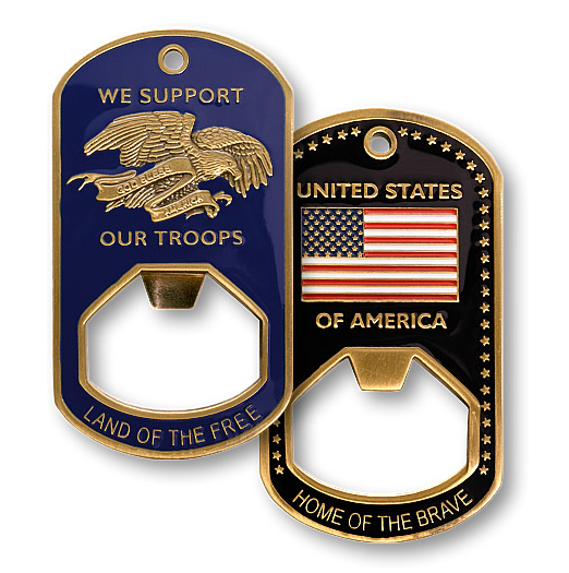 We Support Our Troops Dog Tag Bottle Opener