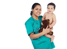 Nurse holding child