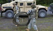 Female soldiers assigned to the 101st Expeditionary Signal Battalion conduct pre-mobilization training Aug. 10, 2012. The battalion deployed to Afghanistan in October 2012. (New York Army National Guard Courtesy photo)