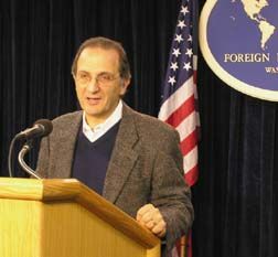 Date: 02/04/2009 Location: Washington, DC Description: Dr. James Zogby, President, The Arab American Institute, Briefing at the Washington Foreign Press Center on "A Preview: Challenges in the Middle East." State Dept Photo