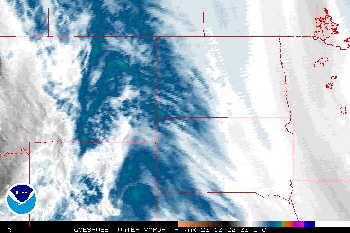 Water Vapor Satellite Image Centered on the Northern Plains