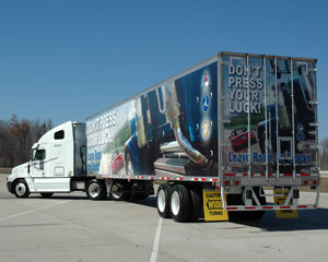 This photo is an example of a truck wrapped commercial motor vehicle in North Carolina. 