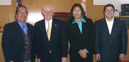 Left to right: Levon Henry, Michael B. Mukasey, Diane J. Humetewa, Zackeree Kelin.