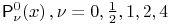 \mathop{\mathsf{P}^{{0}}_{{\nu}}\/}\nolimits\!\left(x\right),\nu=0,\tfrac{1}{2},1,2,4