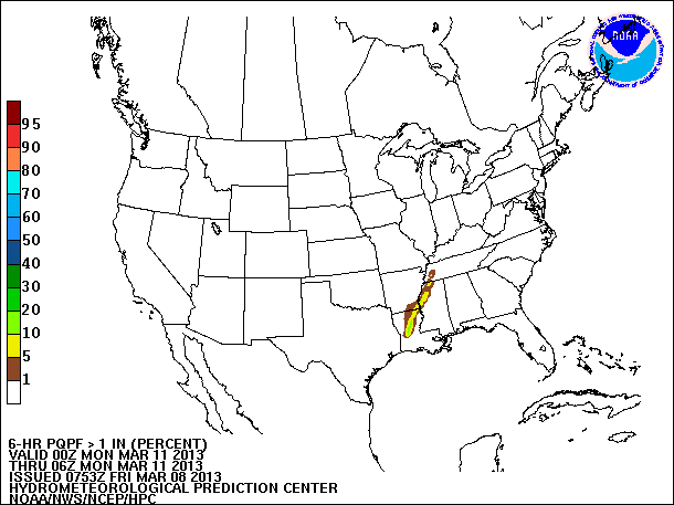 6-Hour PQPF valid 06Z March 11, 2013