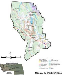 Missoula Field Office land status map--click for a larger image