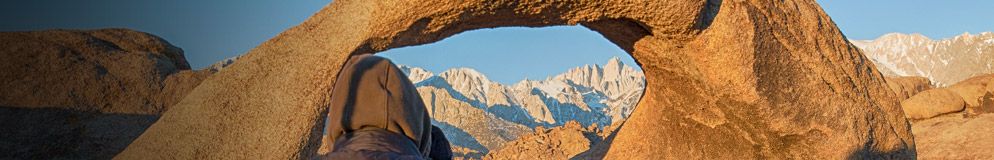 The Mobius Arch in the Alabama Hills -- This rock arch perfectly frames Mount Whitney in the center opening.