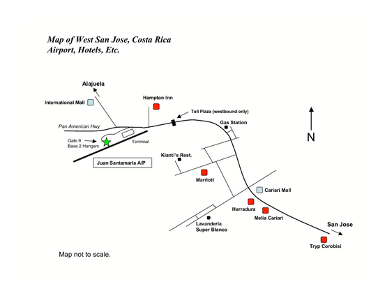 Map of West San Jose, CR