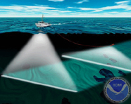 Graphic of multibeam sonar