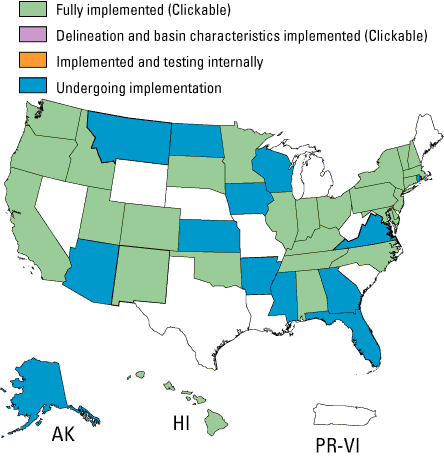 Status map of StreamStats installations