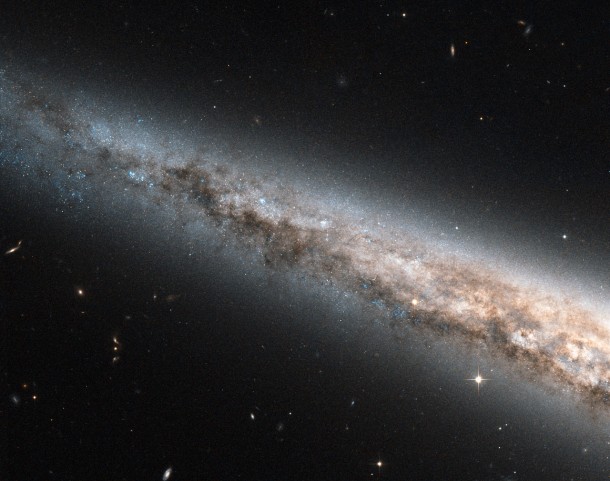This image snapped by the NASA/ESA Hubble Space Telescope reveals an exquisitely detailed view of part of the disc of the spiral galaxy NGC 4565, nicknamed the Needle Galaxy, because, when seen in full, it appears as a very narrow streak of light on the sky. (Photo: ESA/NASA)