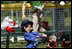 A player of the Jose M. Rodriguez Little League Angels from Manatí, Puerto Rico hits the ball during the 2008 Tee Ball on the South Lawn Season Opener Monday, June 30, 2008, on the South Lawn of the White House.