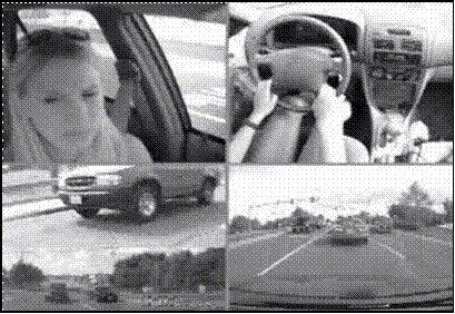 Split-screen representation of the five camera views; combined as one image.