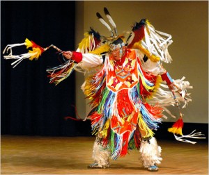 Rylan Baker, appearing at the National Museum of the American Indian, demonstrates the Men’s Fancy Dance.