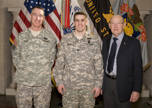 (L-R) BG Gary Cheek, WTC Commander, CPT Scott Smiley, West Point Warrior Transition Unit Commander; Noel Koch, Deputy Under Secretary of Defense for the Office of Wounded Warrior Care and Transition Policy, at the West Point Transition Unit change of command ceremony, February 1, 2010. (Photo courtesy of John Pellino)