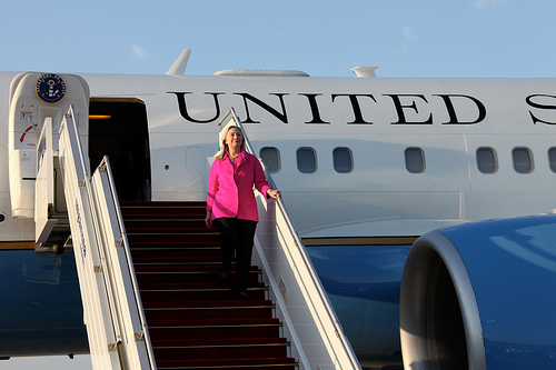 NAY PYI TAW, Burma (November 30, 2011) Secretary of State Hillary Clinton arrives in Nay Pyi Taw to begin her historic visit to Burma. [State Department photo by Scott Weinhold]