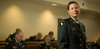 Oficial del U.S. Army ejerciendo su profesión como abogado