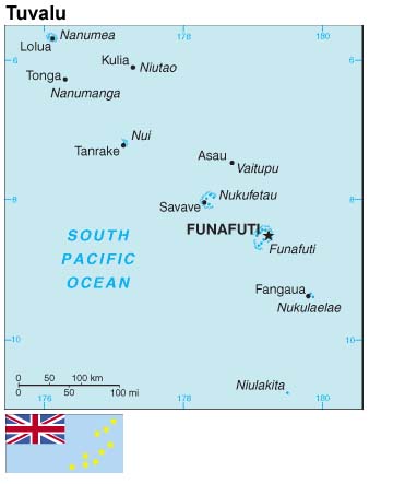 Map and flag of Tuvalu