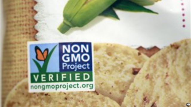 A product labeled with Non Genetically Modified Organism (GMO) is sold at the Lassens Natural Foods & Vitamins store in Los Angeles. Californians are considering Proposition 37, which would require labeling on all food made with altered genetic material. 