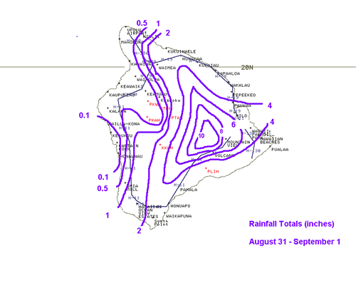 Rainfall map of the Big Island