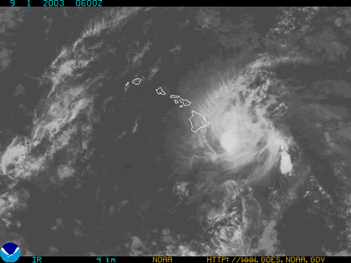 Infrared satellite image for 8pm HST August 31