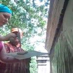 Student learns plastering from Tevis Vandergriff, a second generation master plasterer.