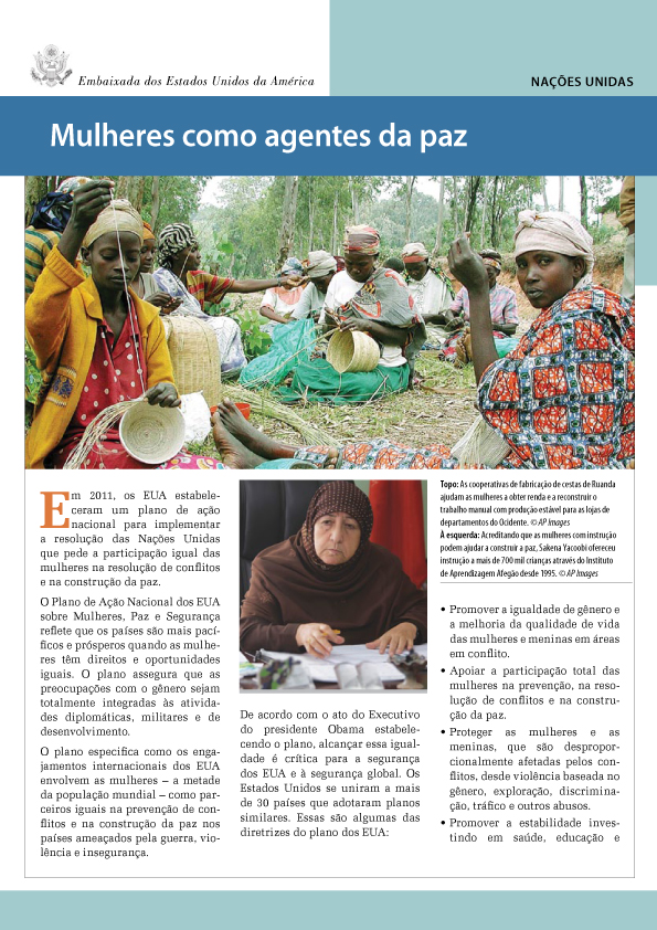 Capa do folheto mostra grupo de mulheres africanas fazendo cestas