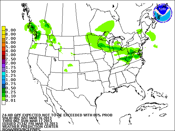 24-Hour 5th
                     Percentile QPF valid 00Z March 17, 2013