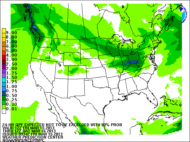 24-Hour 90th
                     Percentile QPF valid 12Z March 16, 2013