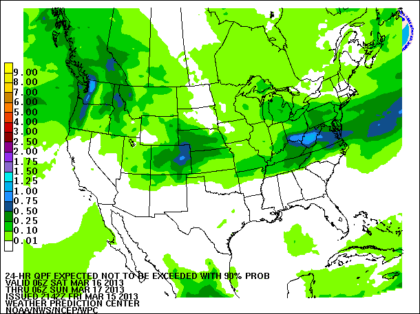 24-Hour 90th
                     Percentile QPF valid 06Z March 17, 2013